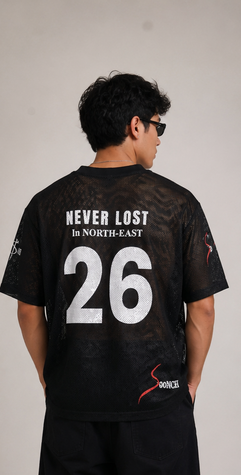 Unisex Black Oversized Mesh Jersey T-Shirt – Compass Graphic Sports Streetwear