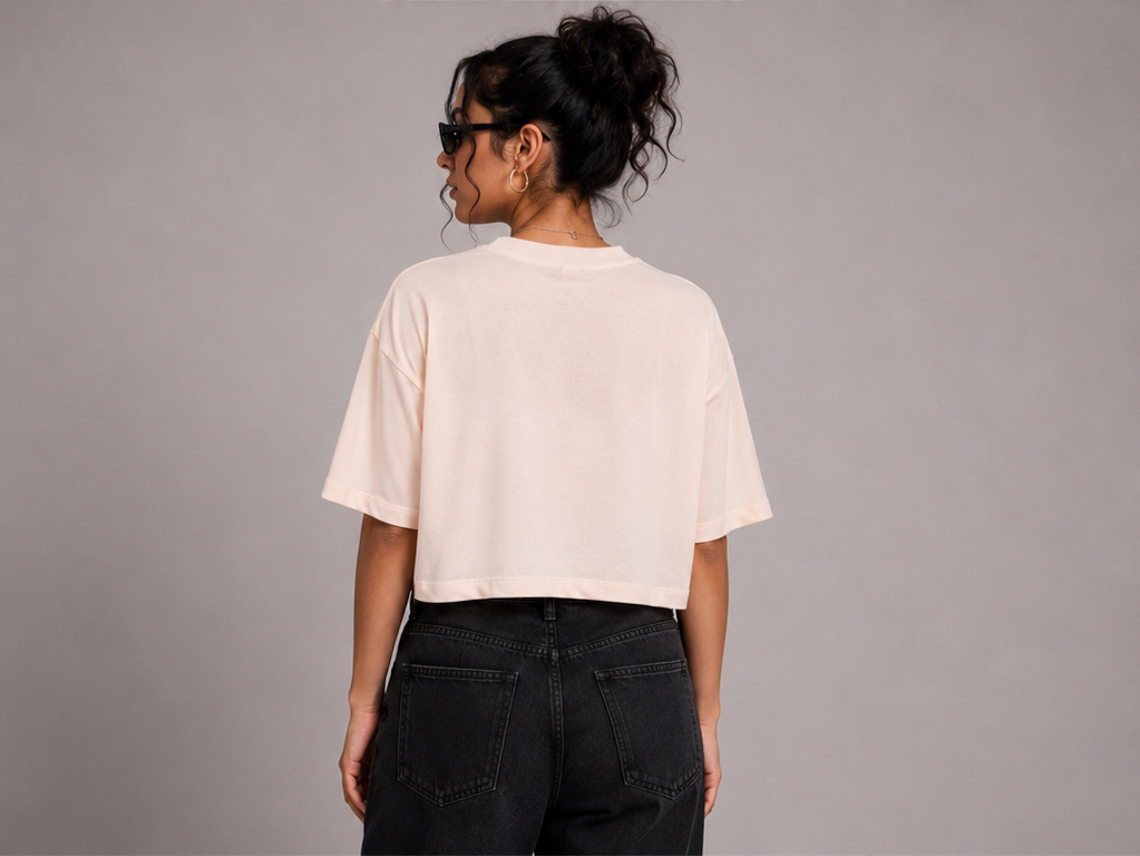 Women's Oversized Graphic Crop Top – Mansplaining Survivor Printed