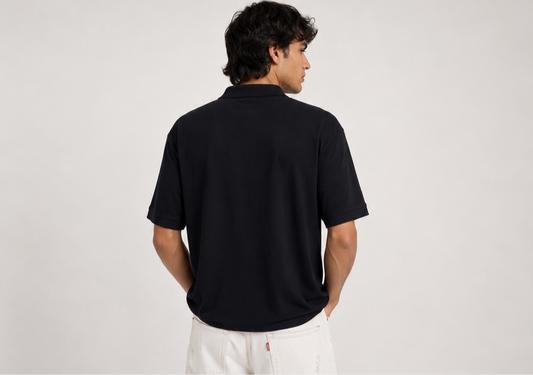 Men's Black Premium Polo T-Shirt with Embroidered Logo