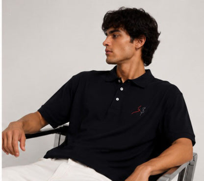 Men's Black Premium Polo T-Shirt with Embroidered Logo