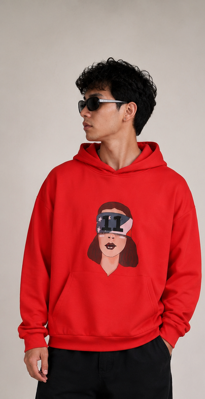 Unisex Red Oversized Graphic Hoodie – Eleven Inspired
