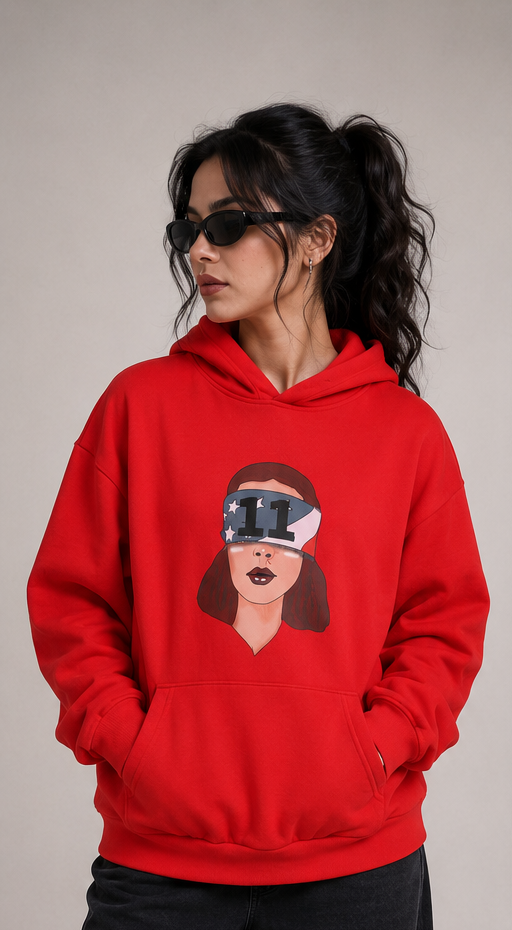 Unisex Red Oversized Graphic Hoodie – Eleven Inspired