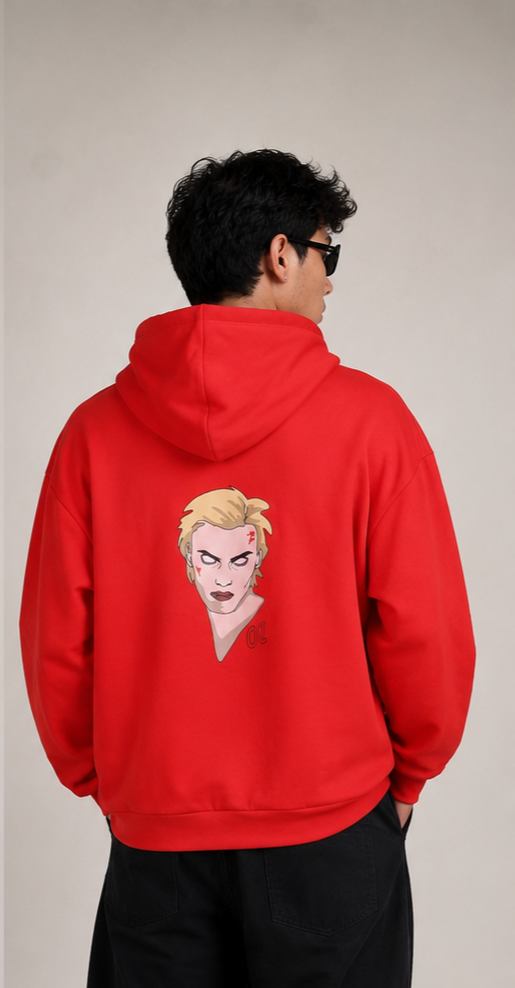 Unisex Red Oversized Graphic Hoodie – Eleven Inspired