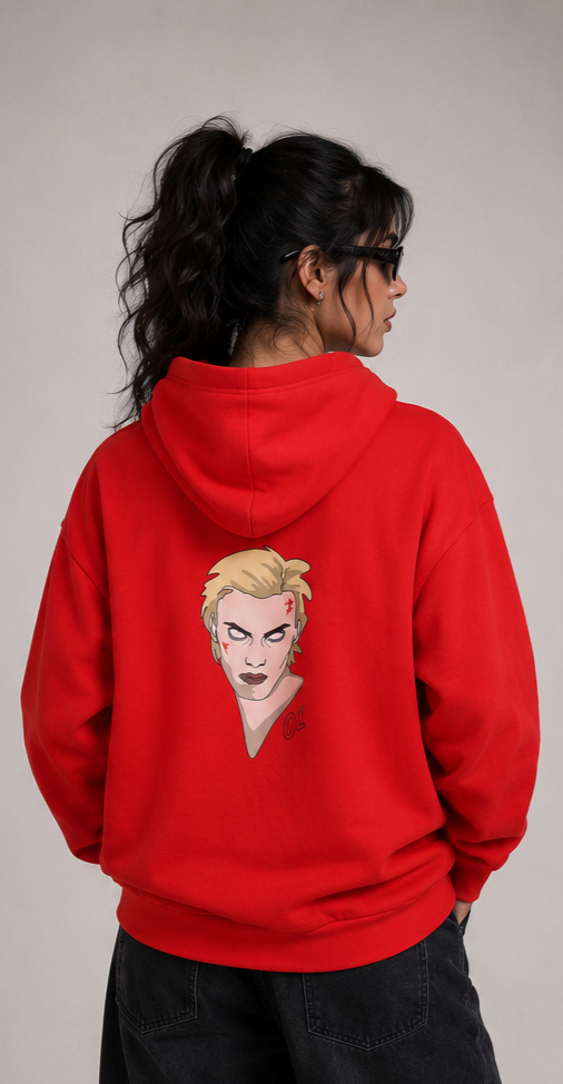 Unisex Red Oversized Graphic Hoodie – Eleven Inspired