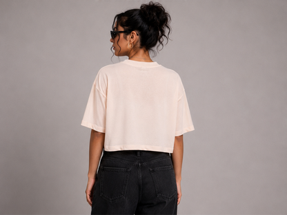 Women's Oversized Graphic Crop Top – Mansplaining Survivor Printed