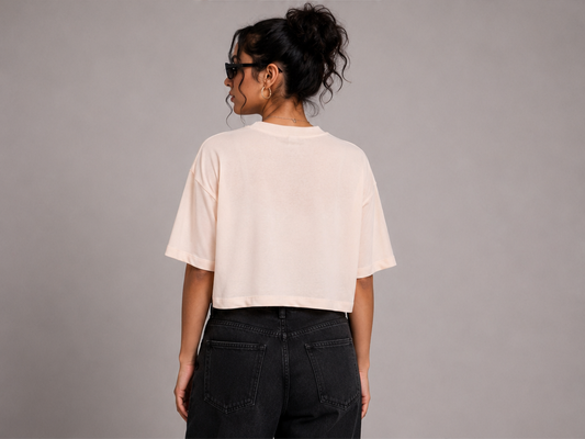 Women's Oversized Graphic Crop Top – Mansplaining Survivor Printed