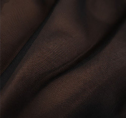 Women's Black Mesh High Neck Top with Short Sleeves