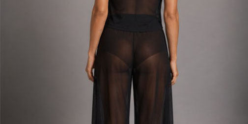 Unisex Black Sheer Mesh Wide-Leg Pants – Premium Transparent Streetwear