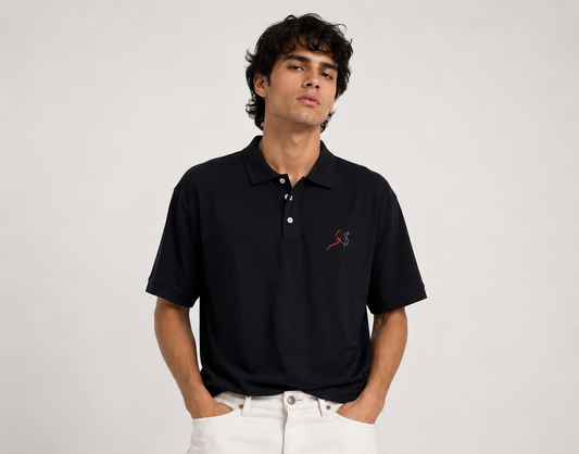 Men's Black Premium Polo T-Shirt with Embroidered Logo