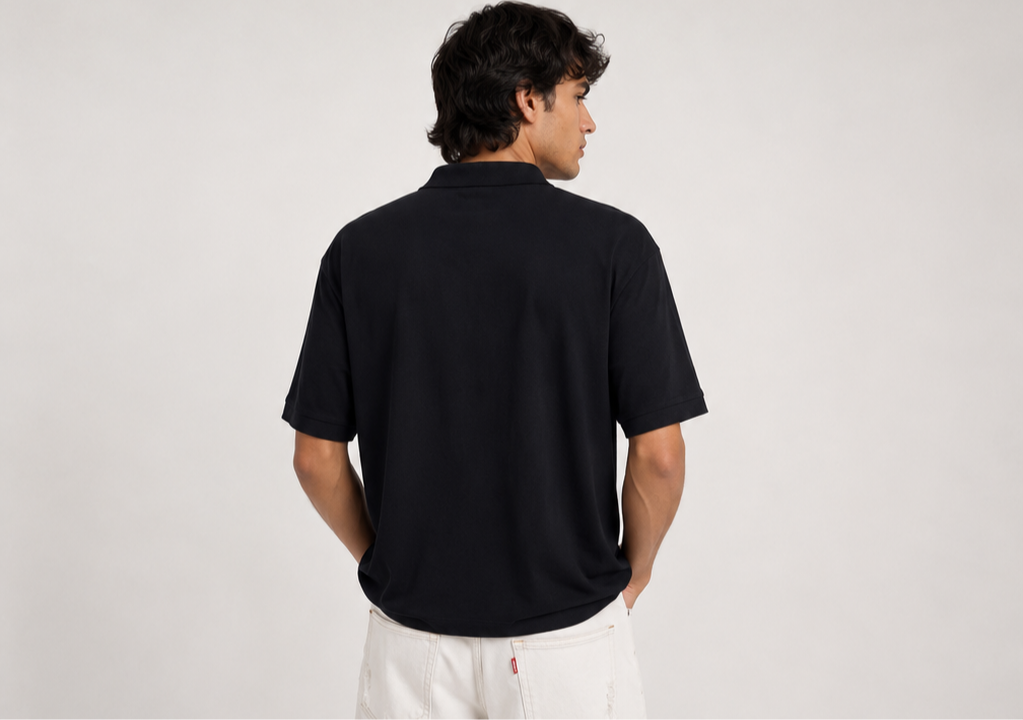 Men's Black Premium Polo T-Shirt with Embroidered Logo