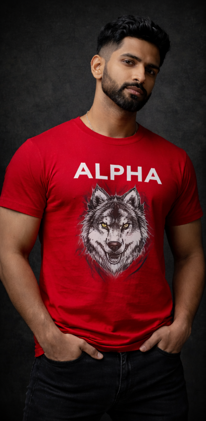 Men round-neck alpha printed t-shirt