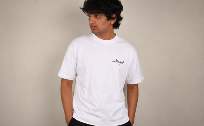 Unisex White Oversized Graphic T-Shirt – Unhinged & Haters Back Print