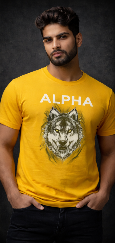 Men round-neck alpha printed t-shirt